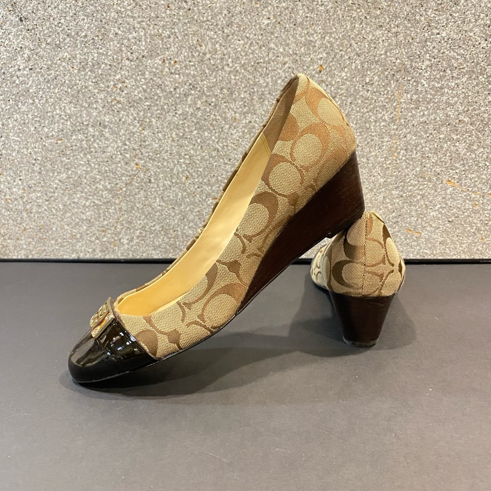 Coach Women's Brown and Tan Wedge Heels - Picture 5 of 11